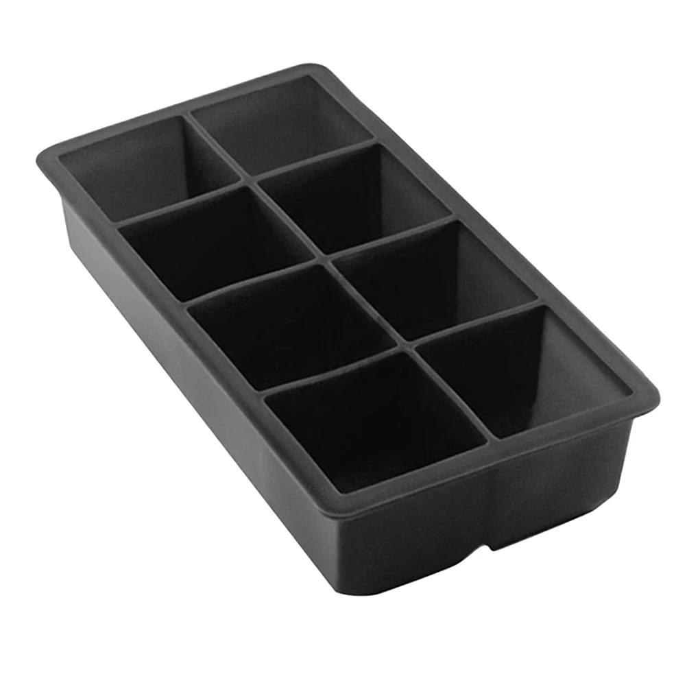 

2 Pcs 8-grids Silicone Ice Cube Tray Food-Grade Square Silicone Mold for Bars Kitchens Beverage Liquid (Black)