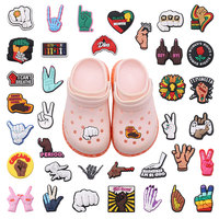New 1pcs Black Skull Palm Fingers Girl Power PVC Shoe Charms Accessories Kids Shoes Buckle Fit Wristbands Birthday Present