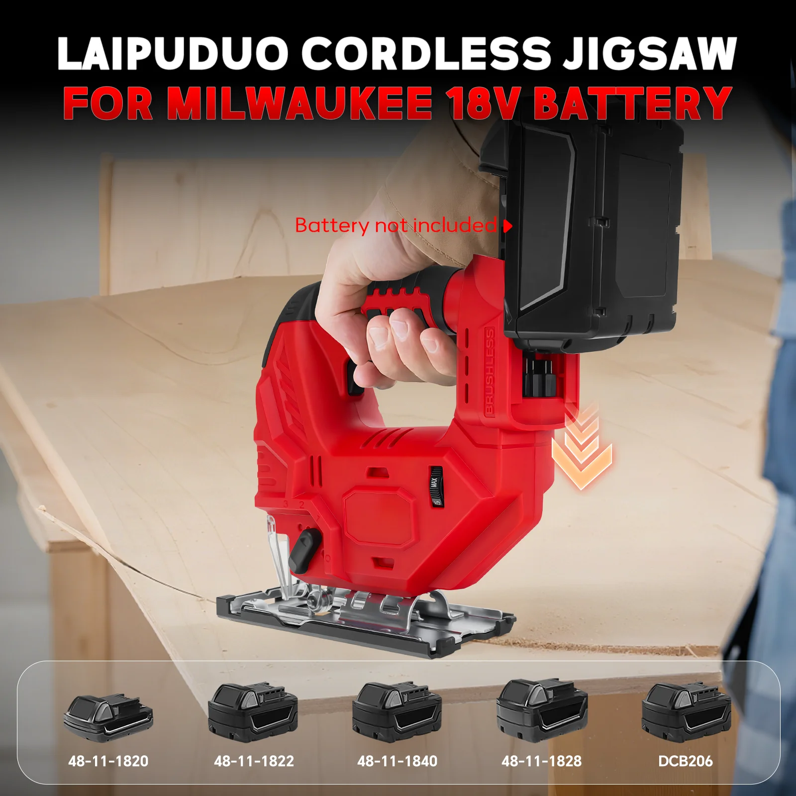 Borstelloze Elektrische Decoupeerzaag 750W 2700 RPM Draadloze Decoupeerzaag 7 Snelheden Hout Plastic Metaal Snijden Voor Milwaukee 18V batterij Pin