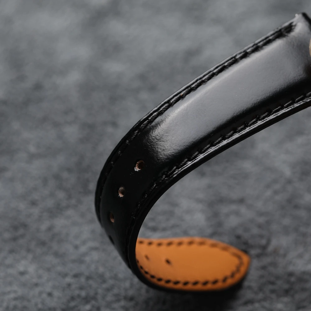 Handmade Japanese Horse Hip Leather Strap 18 20 22MM Quick Release Men Soft Bracelet, Genuine Leather Black Watchband