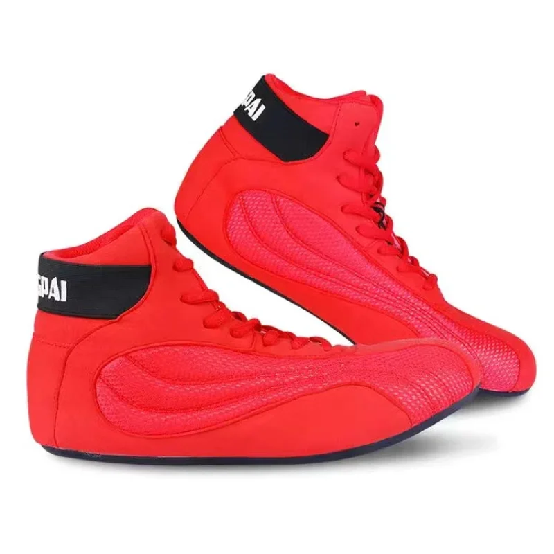 Professional Men Women Boxing Sneakers High Top Wrestling Shoes Couples Breathable Wrestling Boots Rubber Bottom Gym Shoes Men