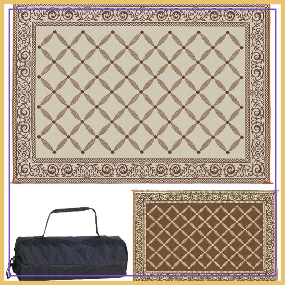 

9x12ft Reversible Outdoor Mat, Large Plastic Straw Rug for Camping, Picnic, Beach, Patio, RV