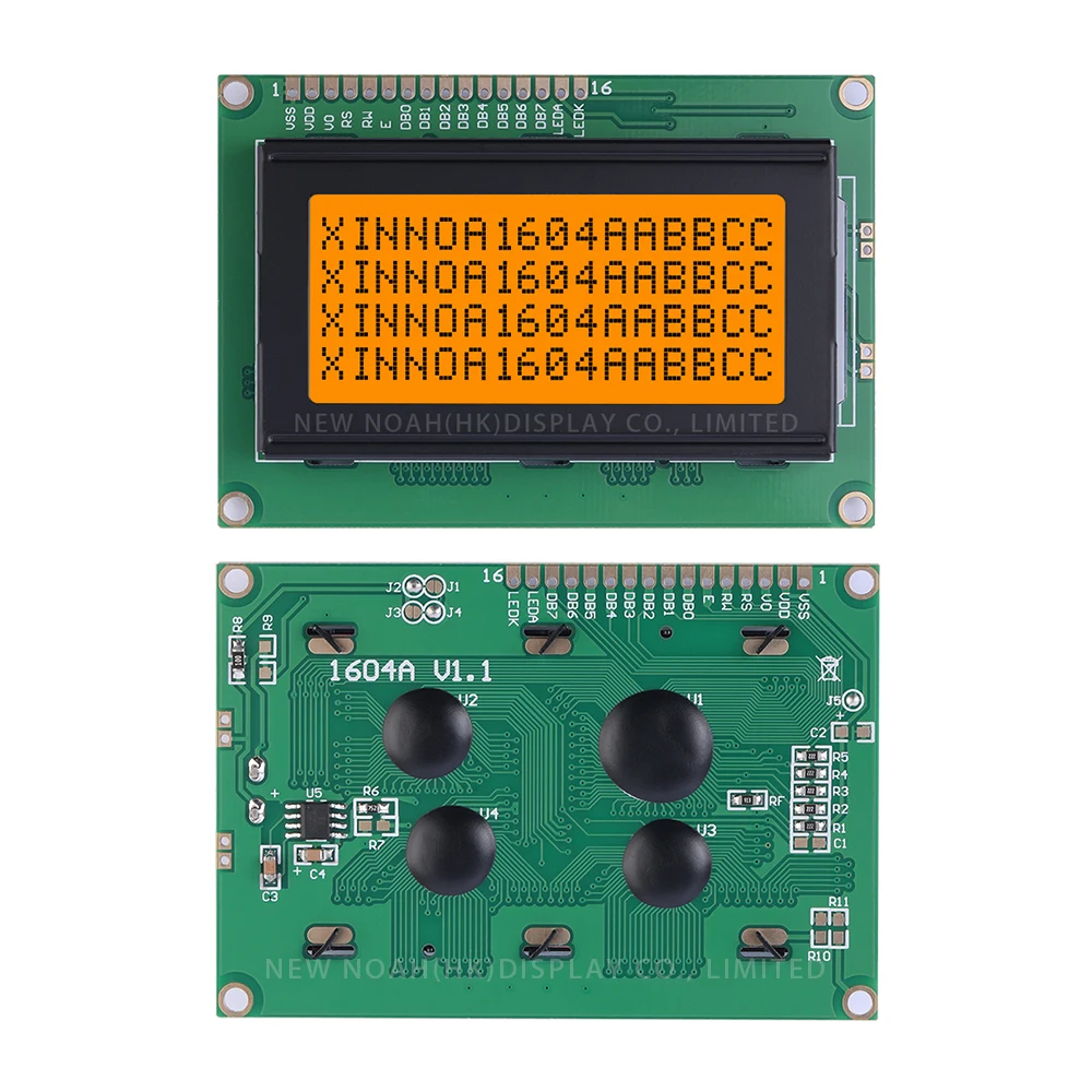 Industrial Display Screen, LCD IPC Controller, LCM Display Module, Dot Matrix, Laranja Light, Letras Pretas, 1604A, 3.3V, ST7066U