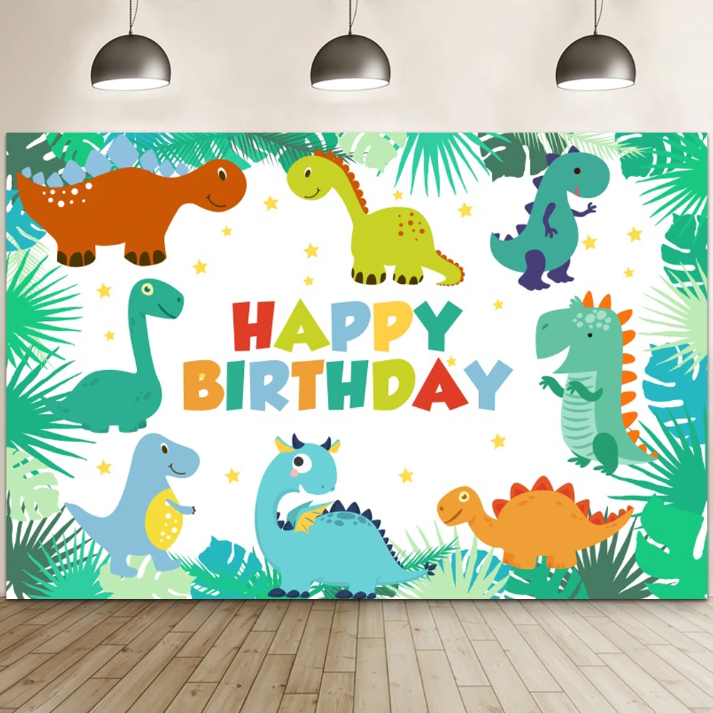 Dinosaur Birthday Backdrop Jurassic Dino Theme Happy Birthday Banner Jungle Birthday Party Backgrounds Boys Birthday