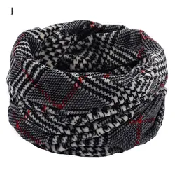 New Snood Scarves Ring Men Women Unisex Winter Soft Fleece Neck Scarf Double Layer Knitted Neck Scarves Warmer Printed Vintage