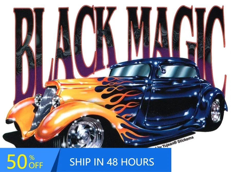 

BLACK MAGIC ClassicCar HOTROD Funny Laptop Bumper Car Camper Van Waterproof Vinyl Decal Decoration Retro Unique Trendy Cool