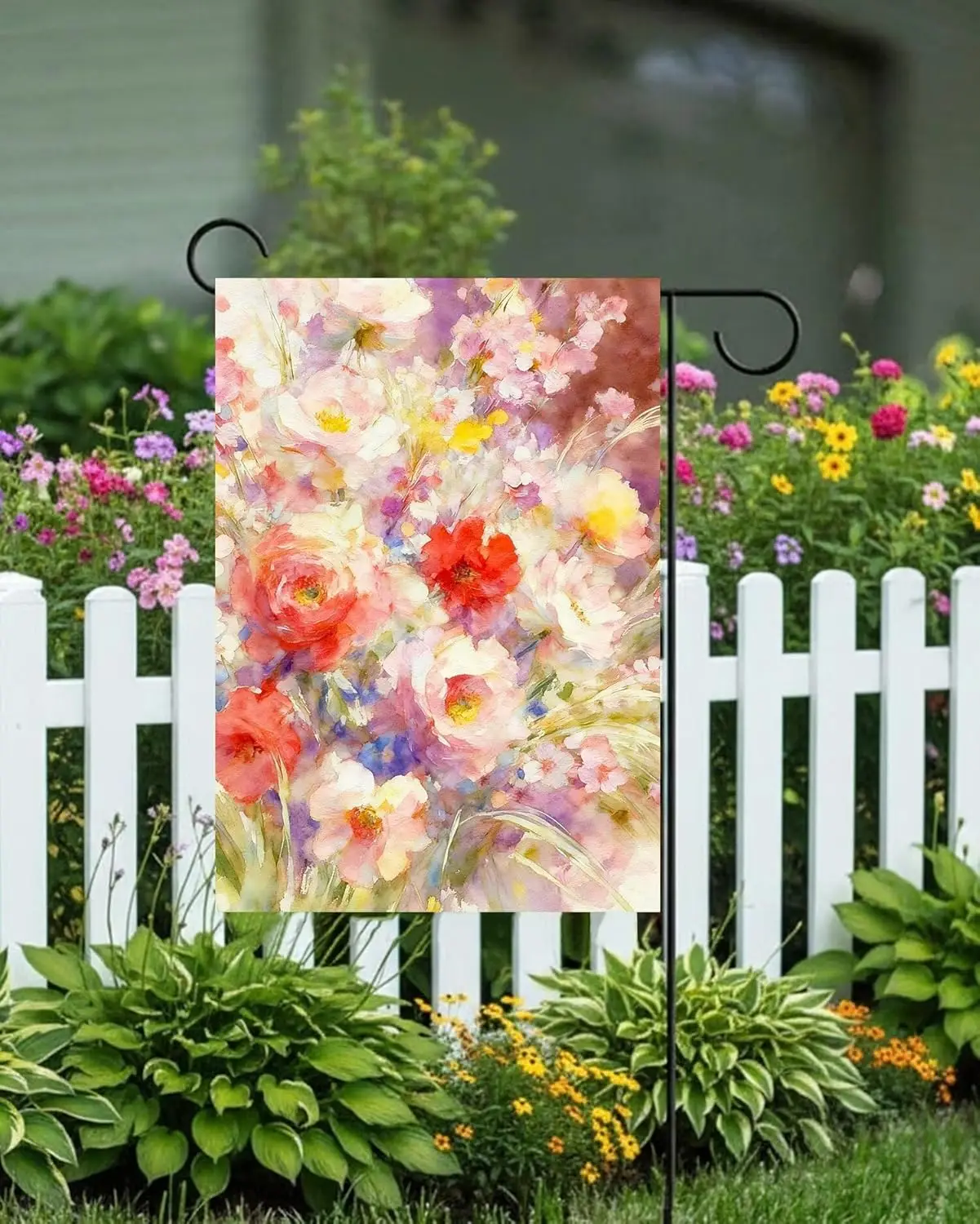 Watercolor Abstract Pastel Blooming Floral Flowers Spring Garden Yard Flag 12