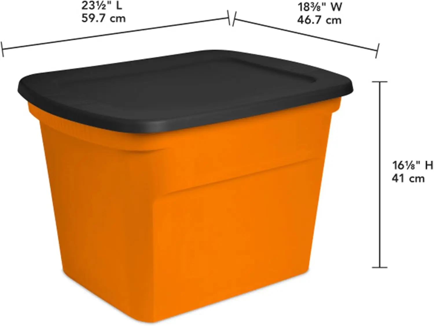 18 Gal Storage Tote,  Plastic Container to Organize Halloween Decorations in Closet, Orange Base and Lid, 8-Pack