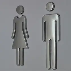 3D DIY Man & Woman Toilet Sticker WC Door Sign Decals Toilet Signs Restroom Washroom Signage Plaque Wall Sticker Decor Removable