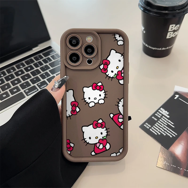 Sanrio Hello Kitty Cartoon Fall Shockproof Case For iPhone 15 14 13 12 11 Pro X Xs Max SE2 7 8 Plus Soft TPU Shell Cover WK439