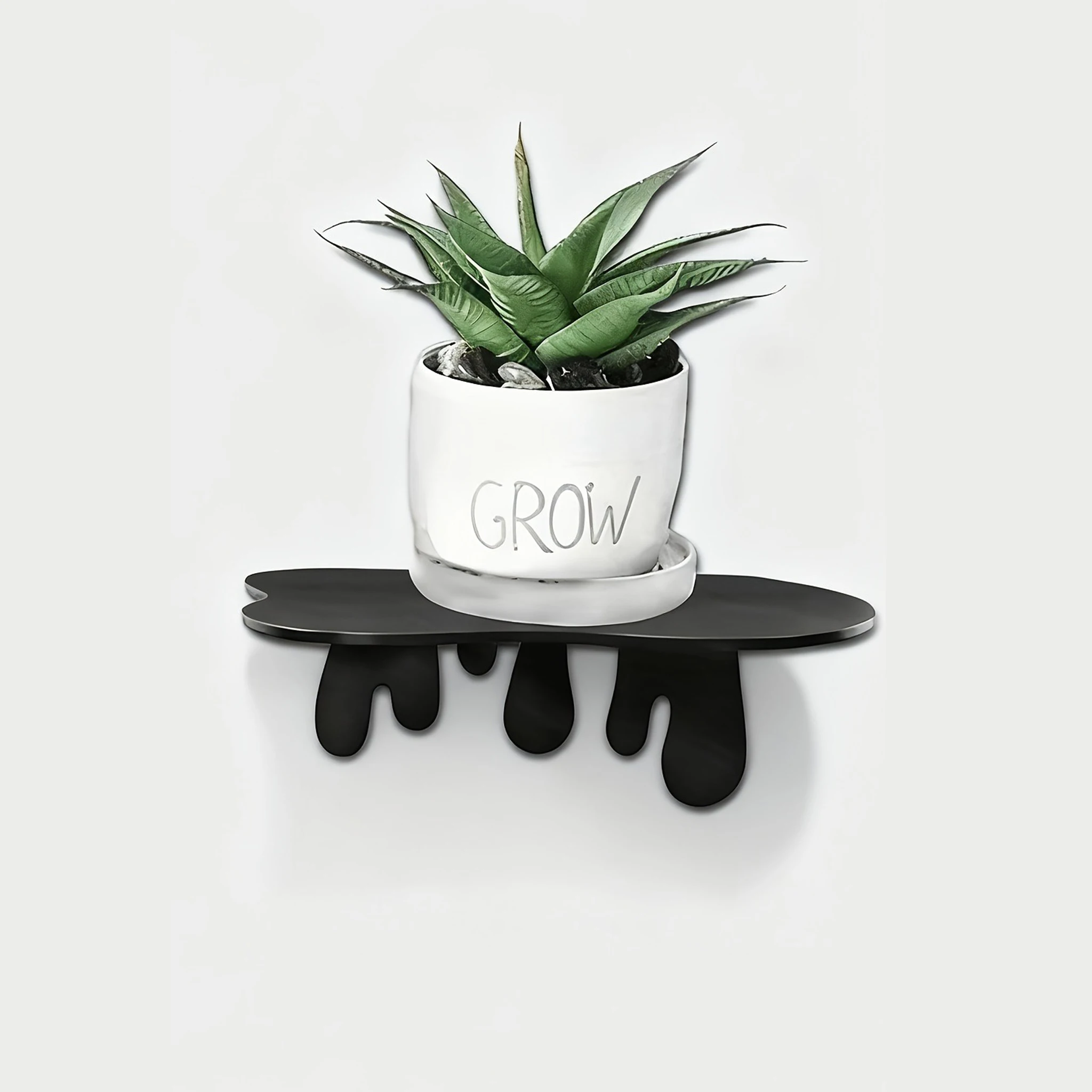 1pc Black single-piece metal wall shelf - floating shelf, durable construction, convenient for storage, used for wall display
