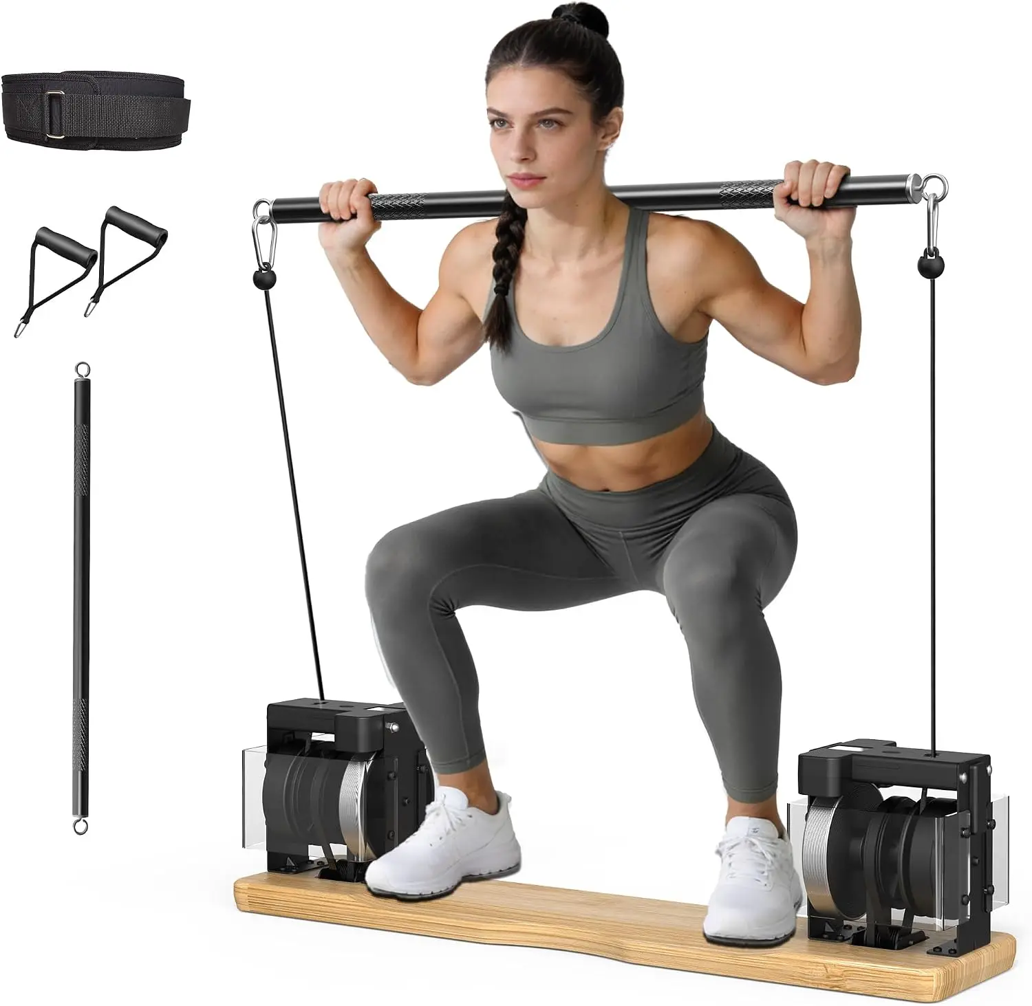Home Gym Equipment, - Compact Full Body Workout Equipment with Adjustable Resistance for Strength Training, Squats, Bench Press,