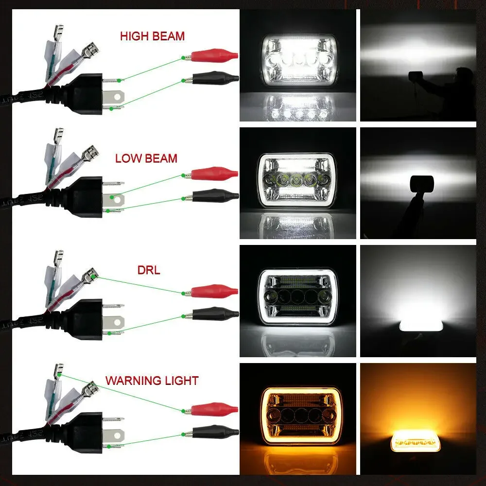 

New 5X7 Square Headlight 7 Inches 45w with Aperture Angel Eye Two-color Suitable for Off-road Truck Far and Near Headlights