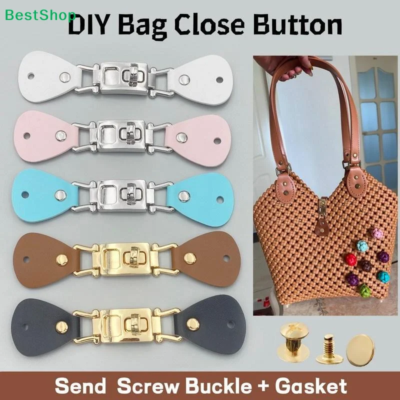 ★PU Leather Turn Lock Clasps With Golden Metal Fittings Assorted Colors Easy Install For DIY Handbag Leather Craft