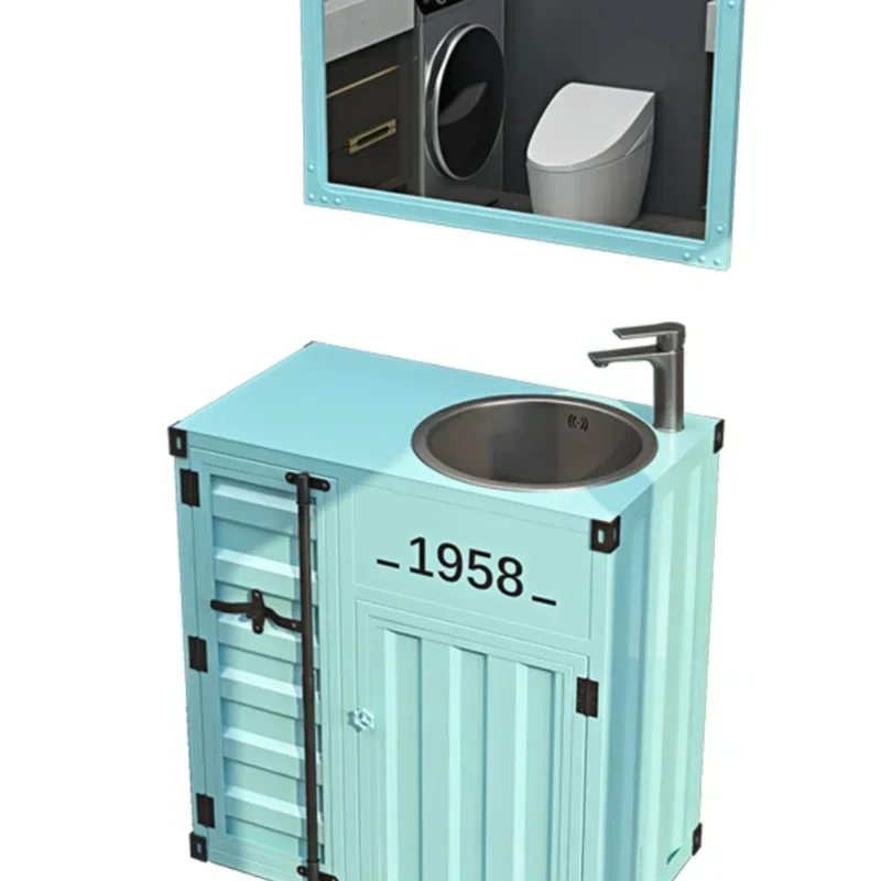 bar retro sink stainless steel creative one commercial landing personality combination wash basin cabinet.