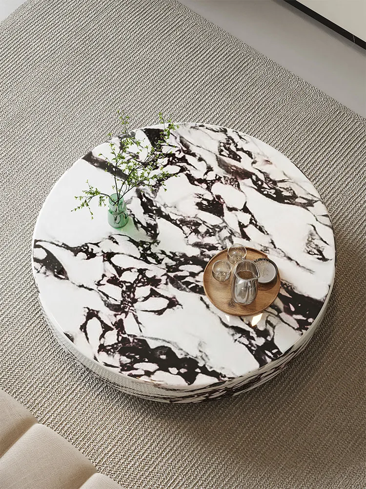 Marble coffee table, living room, household, round, modern, simple, small apartment, suspended coffee table