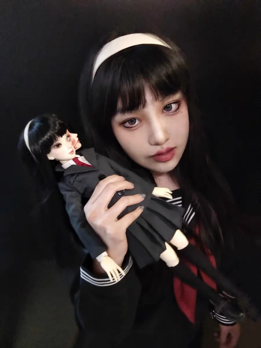 BJD Doll Two Face 1/4 Mio Full Set Double Emotion Conjoined Horror Anime Doll Professional Makeup ShugaFairy Minifee Human Ghost