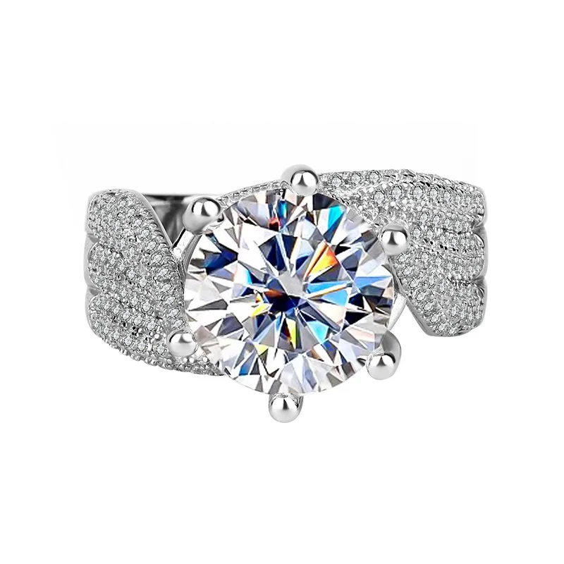 

Hot sale 925 sterling silver moissanite 5 carat three life love proposal birthday gift ring women fashion luxury jewelry