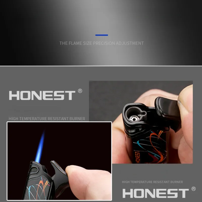 HONEST Bar Jet Windproof Lighter Miniature Direct Charging Lighter Adjustable Strike Flame Lighter Classic Fashion