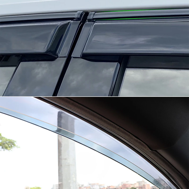 Car Accessories For Changan UNIK 2021-2023 ABS black waterproof Door Window Visor Vent Shades Sun Rain Guard 6PCS