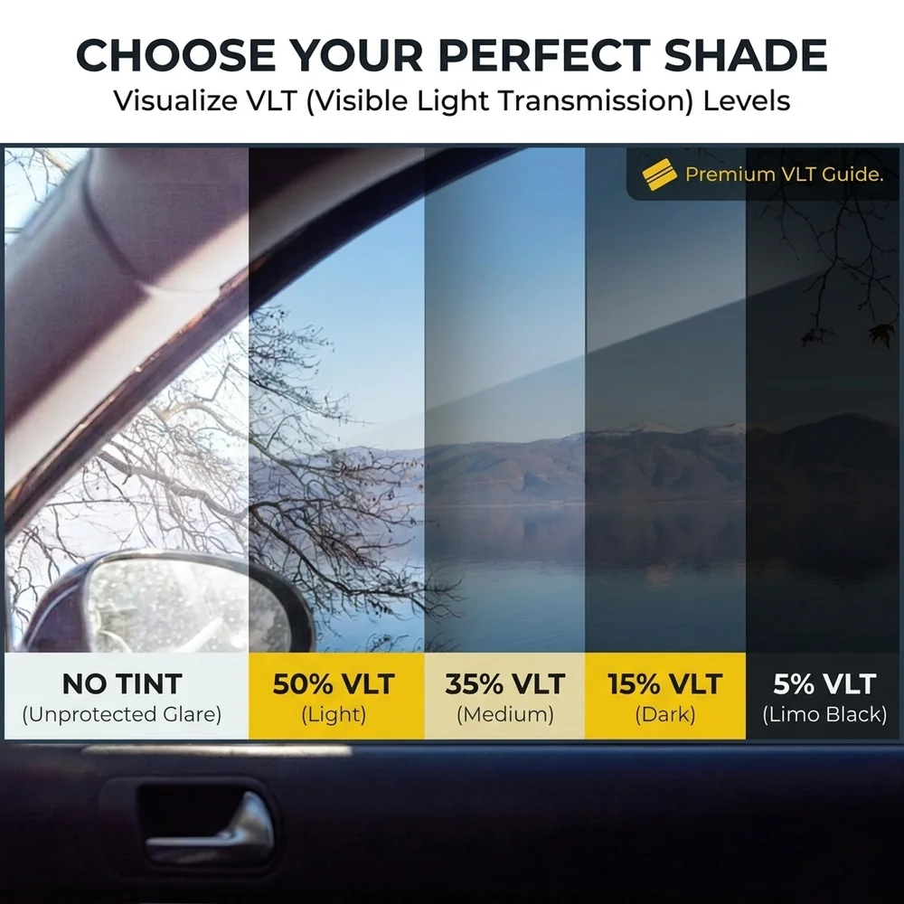 Schwarze Auto-Tönungsfolie für Schiebedach, UV-Schutz, VLT 1%/5%/15%/25%/35%/50%, Verdunkelungsfolie für Fenster – Detail 3