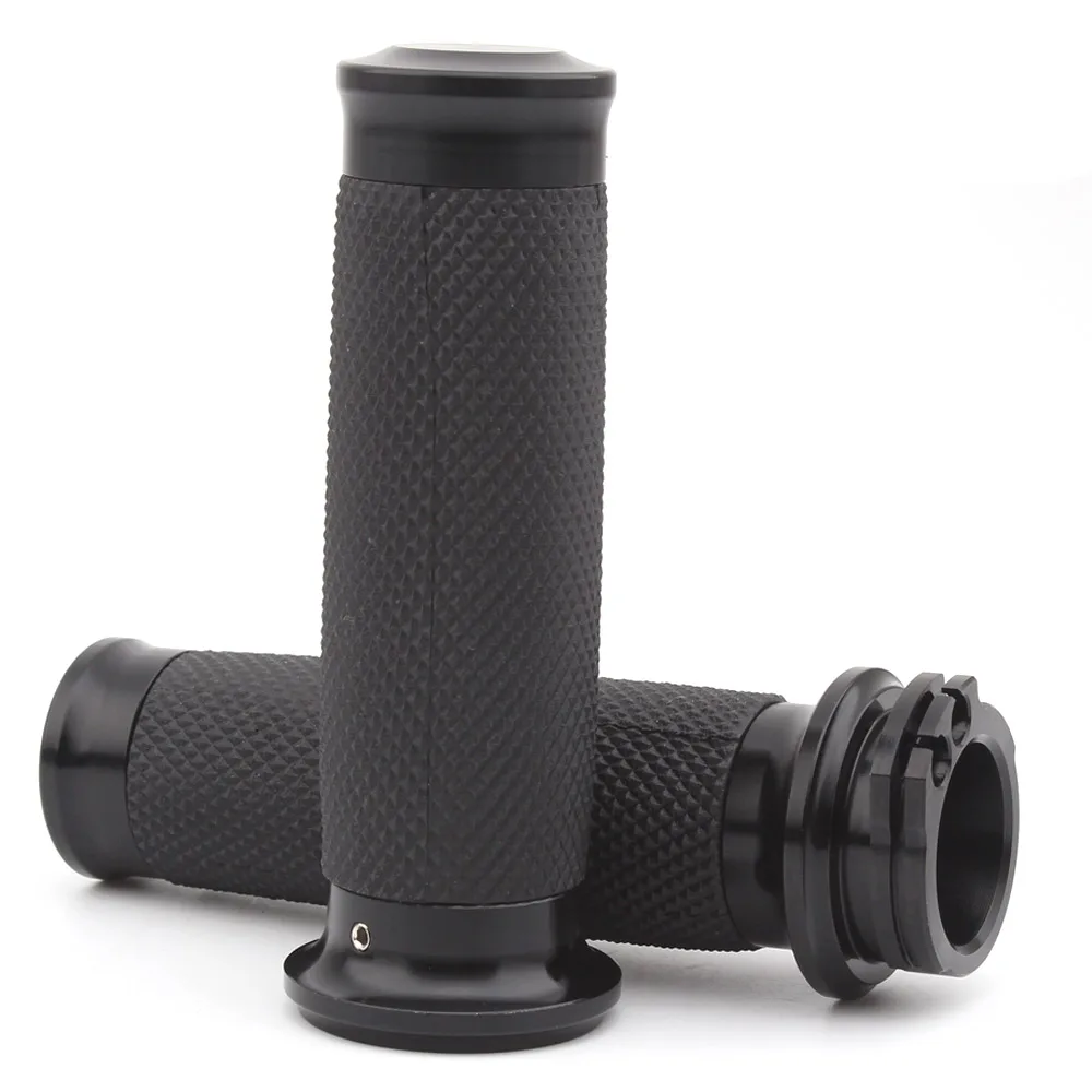 Motorcycle Accessories 1 Pair 1" 25MM Handlebar Grips Chrome Black For Harley Davidson All models 1970-Up Honda Yamaha Suzuki