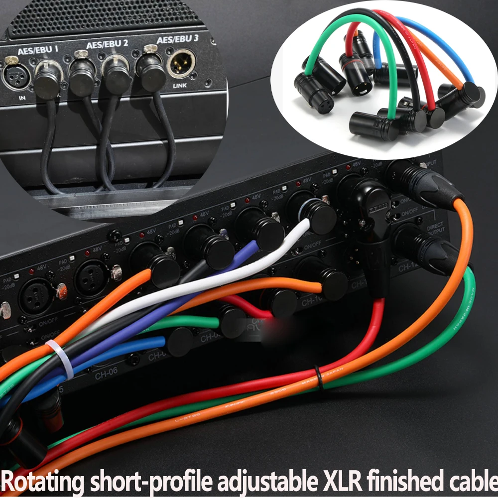 

Short Right Angle XLR Mic Cable Male to Female Angle L Shape Plug Microphone Mixer Amp Professional Audio Line Male to Female