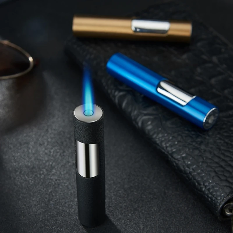 جديد الشعلة مضيئة أخف جت السجائر السيجار اكسسوارات القلم البخاخة البيوتان عبوة معدنية يندبروف أخف أداة هدية للرجال