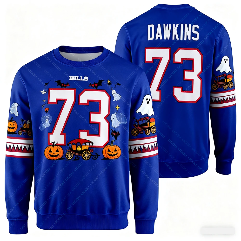 2025 Halloween Adulto Plus Size Moletom Buffalo Camisa de Futebol Americano Camisa de Rugby Sportswear Camisa de Treinamento Contas