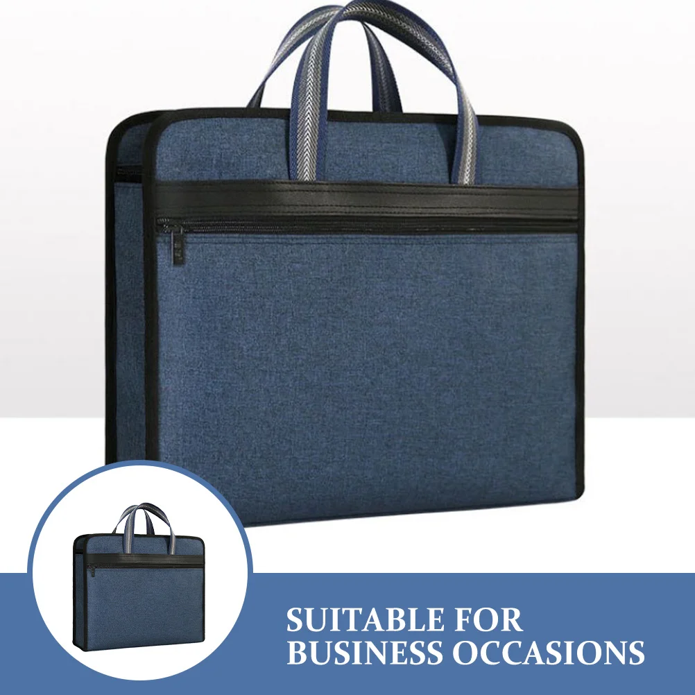 내구성 있는 캔버스 서류 파우치 지퍼 파일 정리 가방 전문 비즈니스 토트백 여행 및 회의용 블랙 지갑