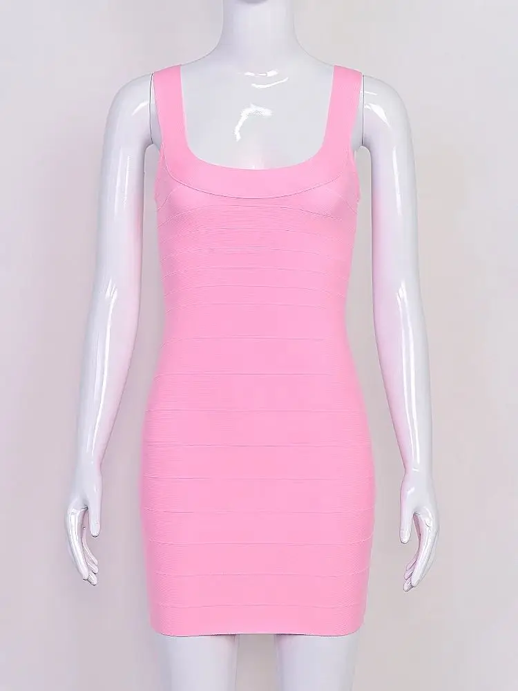 BEAUKEY New Trendy Pink Ginger Bandage Mini Party Dress Women Quality Sexy Bustier Backless Bodycon Dress Club Birthday Dress - Image 5