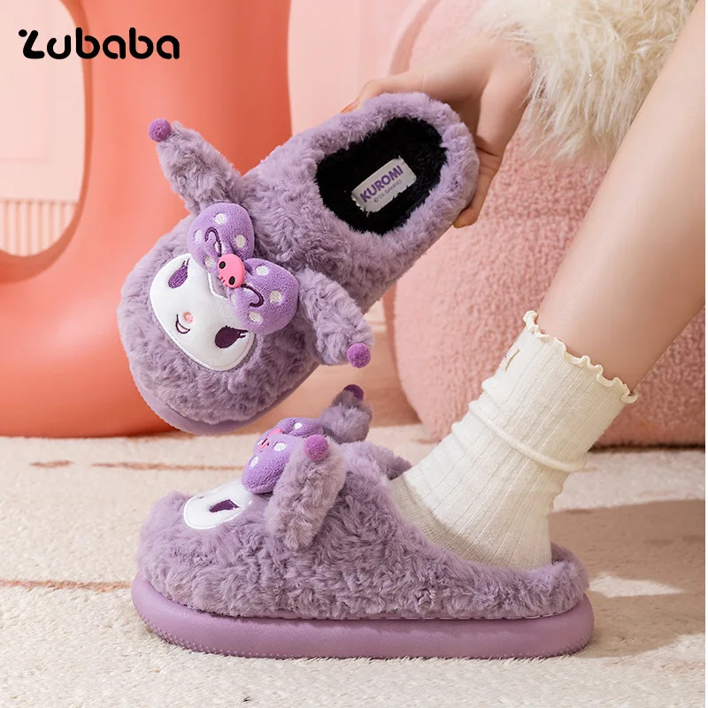 

Хлопковые детские тапочки Kuromi Melody с рисунком аниме, милые плюшевые теплые домашние тапочки из Евы для девочек, хлопковая обувь, кавайные тапочки