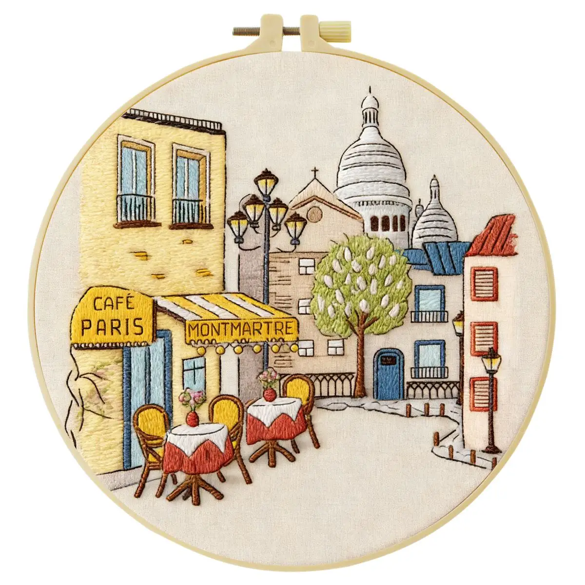 1 Stück 20X20CM/15X15CM 7,87/6,3 Zoll Stadt-Stickerei-Starter-Kit DIY-Kit DIY-Stickerei-Set Handarbeiten Malerei Nadelkunst – Detail 4