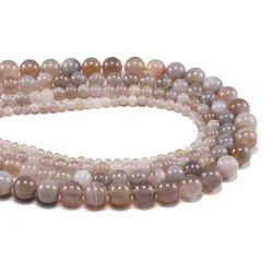 1 Strand/lot 4 6 8 10 12 mm Round Stripe Gray Natural Chalcedony Stone Beads Smooth For Jewelry Making DIY Necklace Bracelet