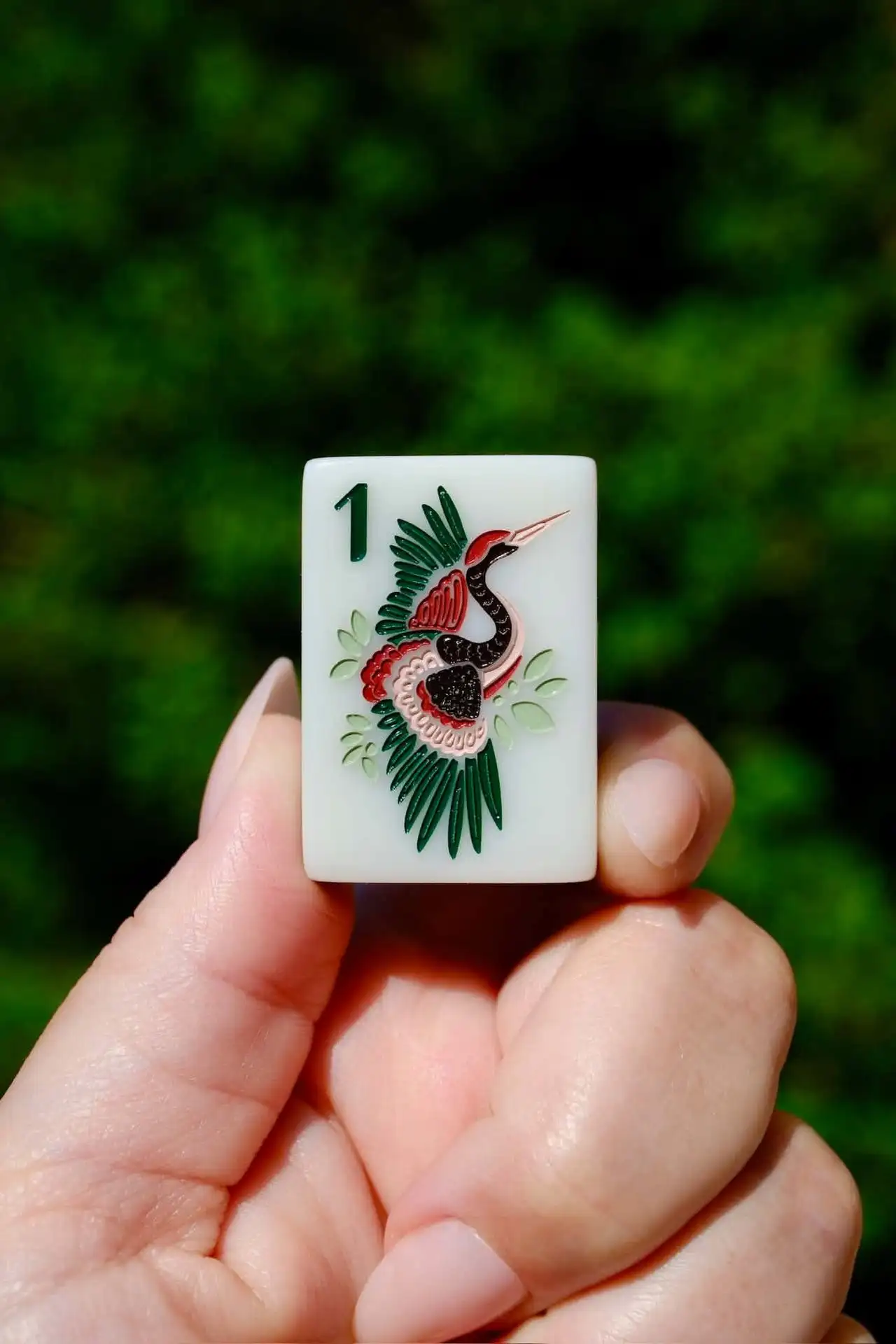 Acrylic Mahjoing Hand-rolled Jardin Green American Mahjong Set Eco-Friendly 160 Pcs 3 Layer Engraved Entertainment Mahjong Tiles