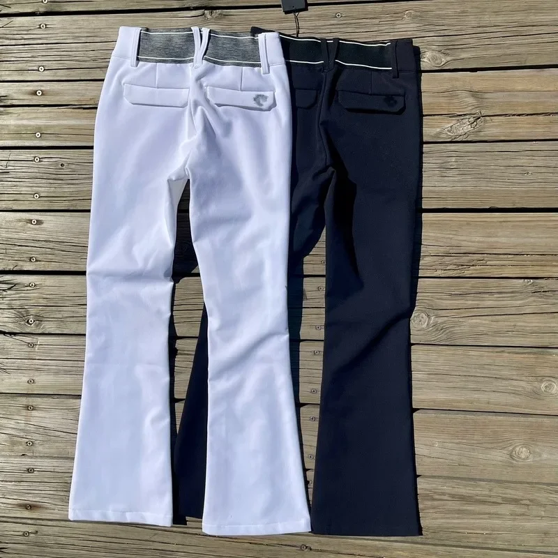 Autumn and Winter Golf Women's High Waisted Elastic Slim Pants, White and Black Velvet Flared Pants, Women's Pants, Long Pants