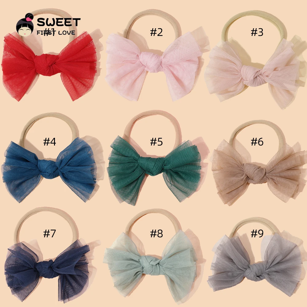 Lace Elastic Bow Hair Bands Headbands for Baby Girl Cute Children Bowknot Hairband Fashion Kids Headwear Baby Hair Accessories