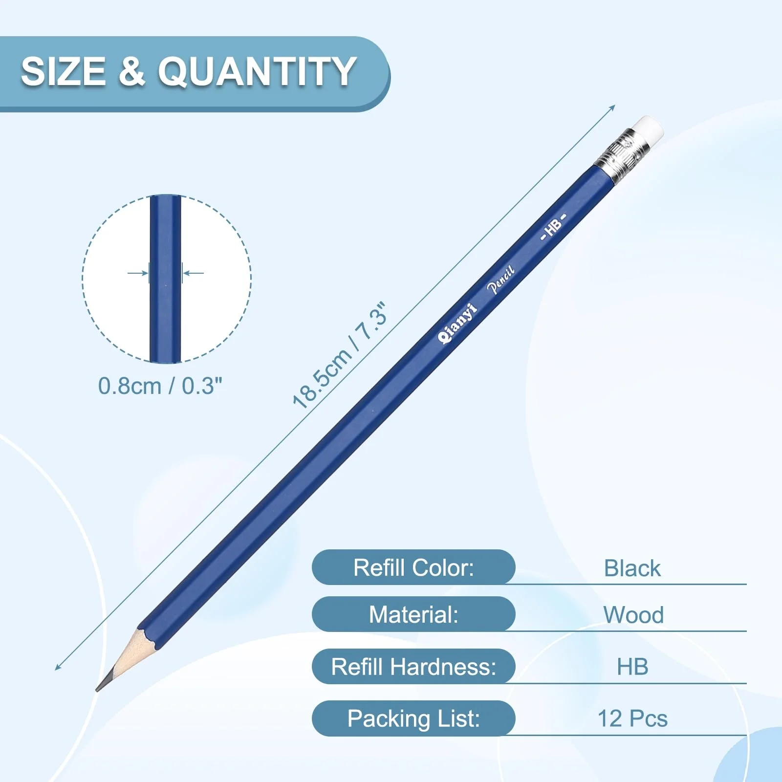 24/36Pcs HB Pre-Sharpened Hexagonal Pencils W/Eraser, Smooth Writing & Sketching for School Office, Bulk Set Black/Blue/Yellow