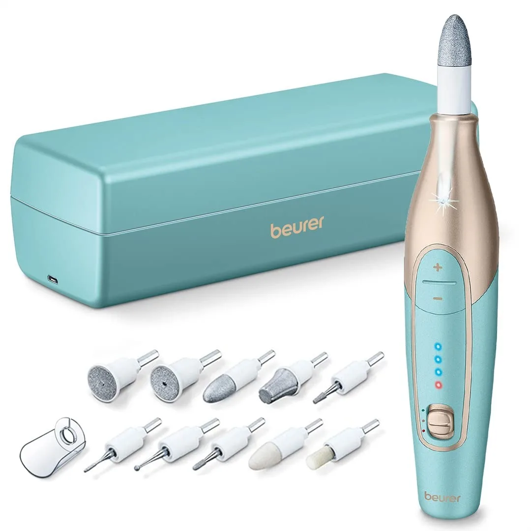 Kit de Taladro Eléctrico Inalámbrico para Uñas, Set Profesional de Manicura y Pedicura de 14 Piezas con 10 Accesorios, Luz LED, Ajustable