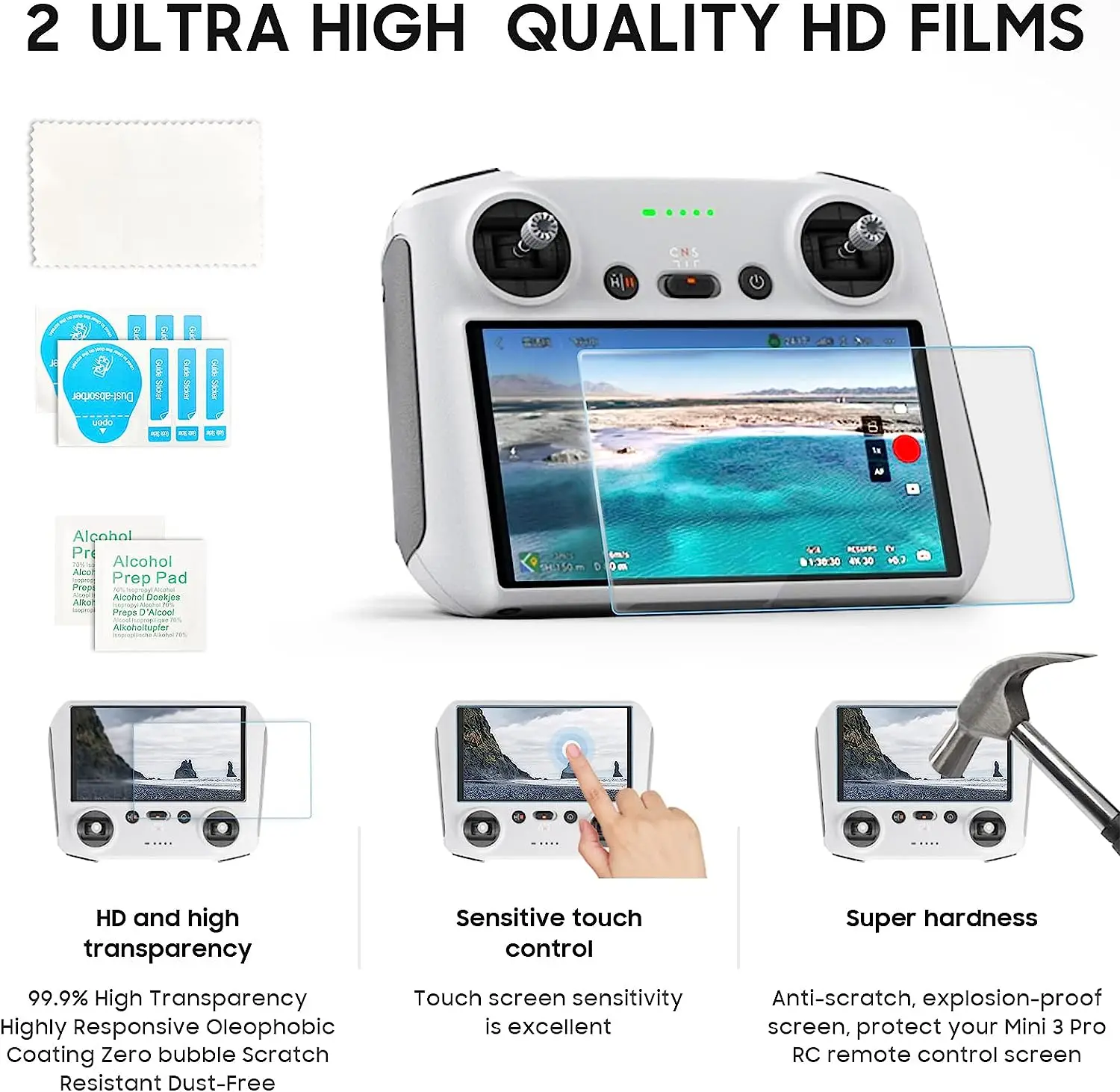 Комплект аксессуаров Mini 3 Pro Комплект аксессуаров 8 в 1, ремешок для держателя пропеллера, защита пропеллера, защитное стекло HD, шейный ремешок Str