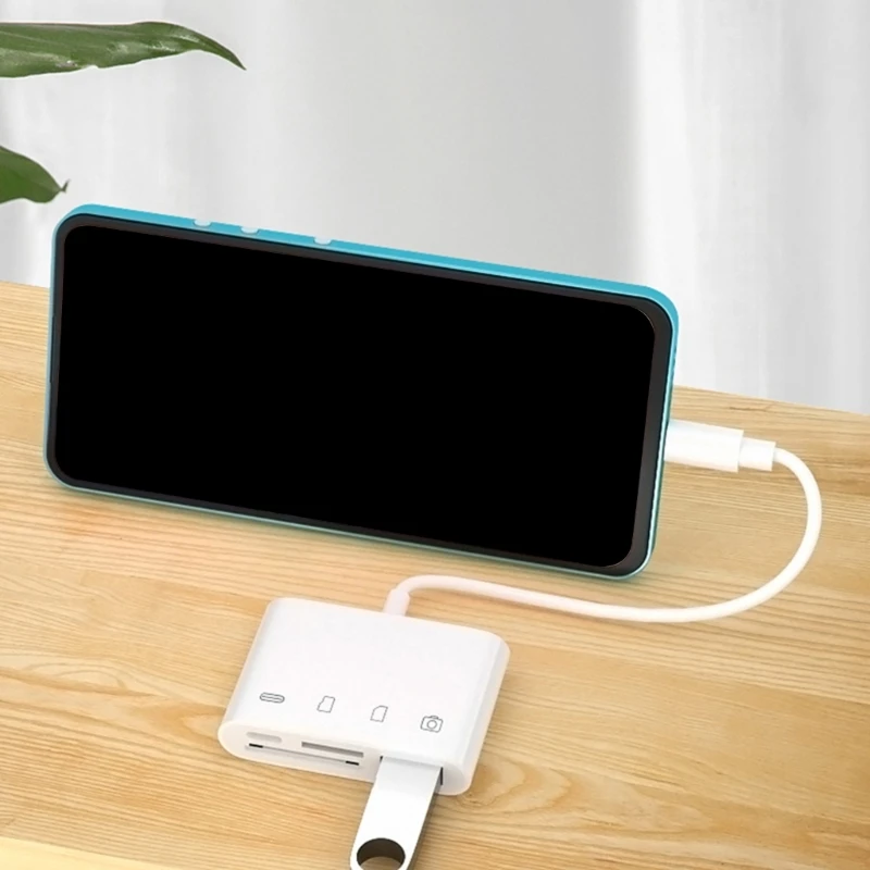 USB MicroUSB Card Reader 5 In 1 Mini OTG HUB Adapter untuk Ponsel PC Tipe C