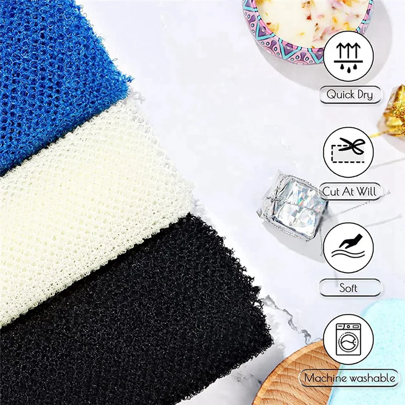 

ABLK 3 Pieces Bath Sponge African Net Long Net Bath Sponge Exfoliating Shower Body Scrubber Back Scrubber Skin Smoother