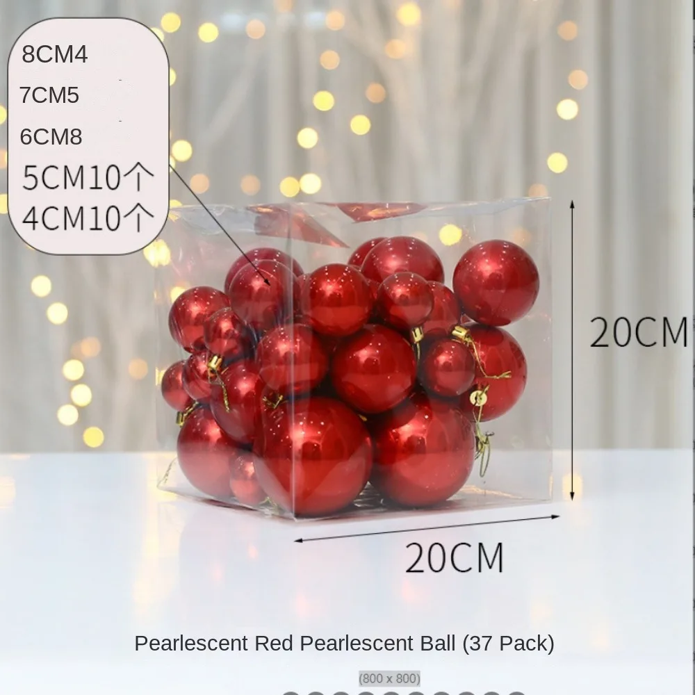Fashion 37pcs Christmas Ball 4/5/6/7/8cm Gift Crafts Christmas Pendant Toy Party Supplies Christmas Tree Decorative Outdoor