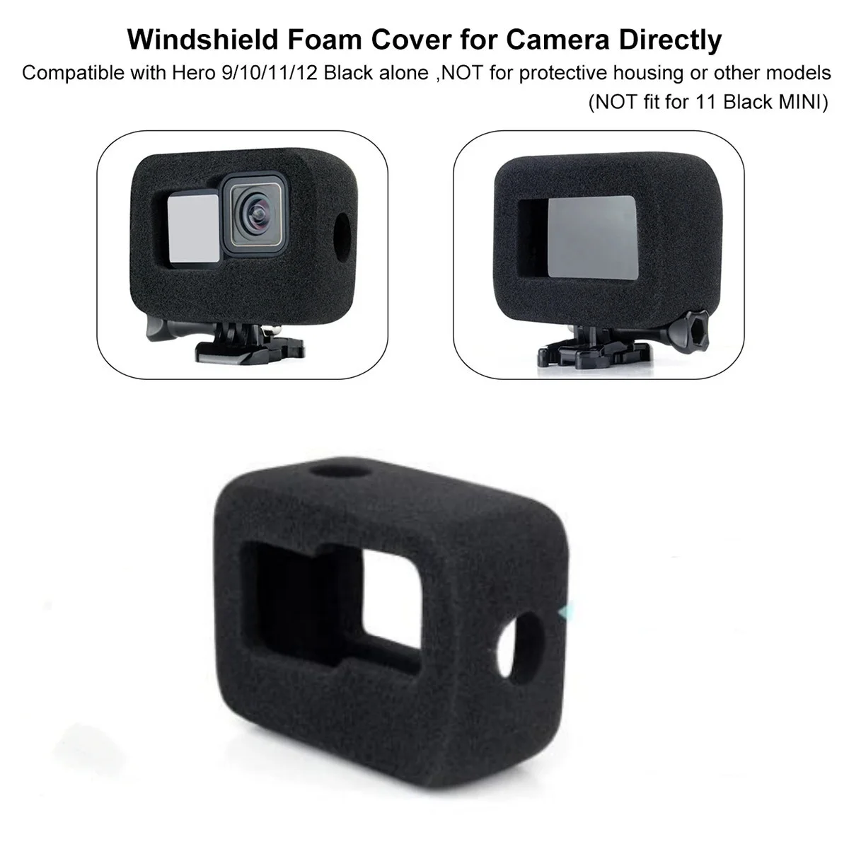 Gopro เคสโฟมกันลมสำหรับ Gopro Hero 12 9 7อุปกรณ์เสริมกล้อง