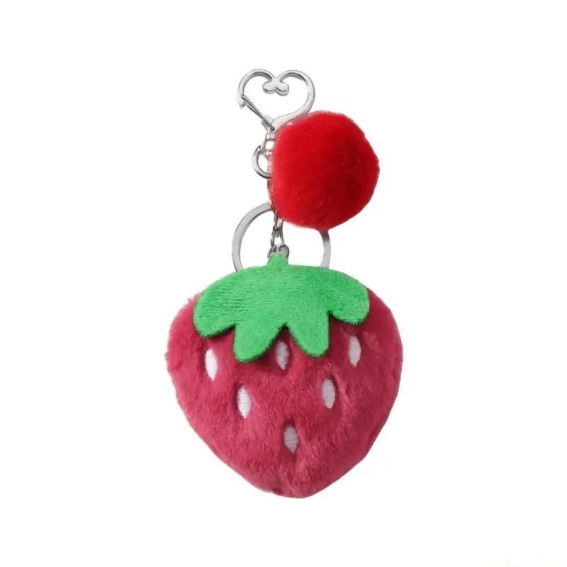 31BF Playful Strawberry Snake Plush Keychain Attachment For Purses And Keys Eye Catching And Creative Designs Keyrings Charm