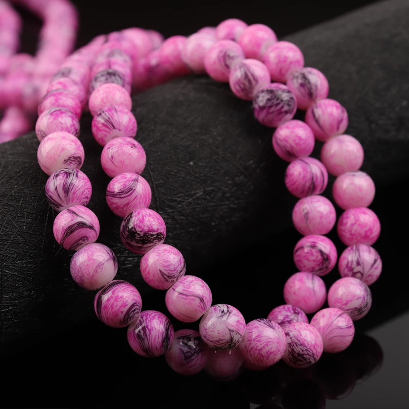 

1Strand Natural Stone Beads Rose Pink Colored Circle Glass Crystal Round Loose Beads for Jewelry Making Diy Bracelet Wholesale