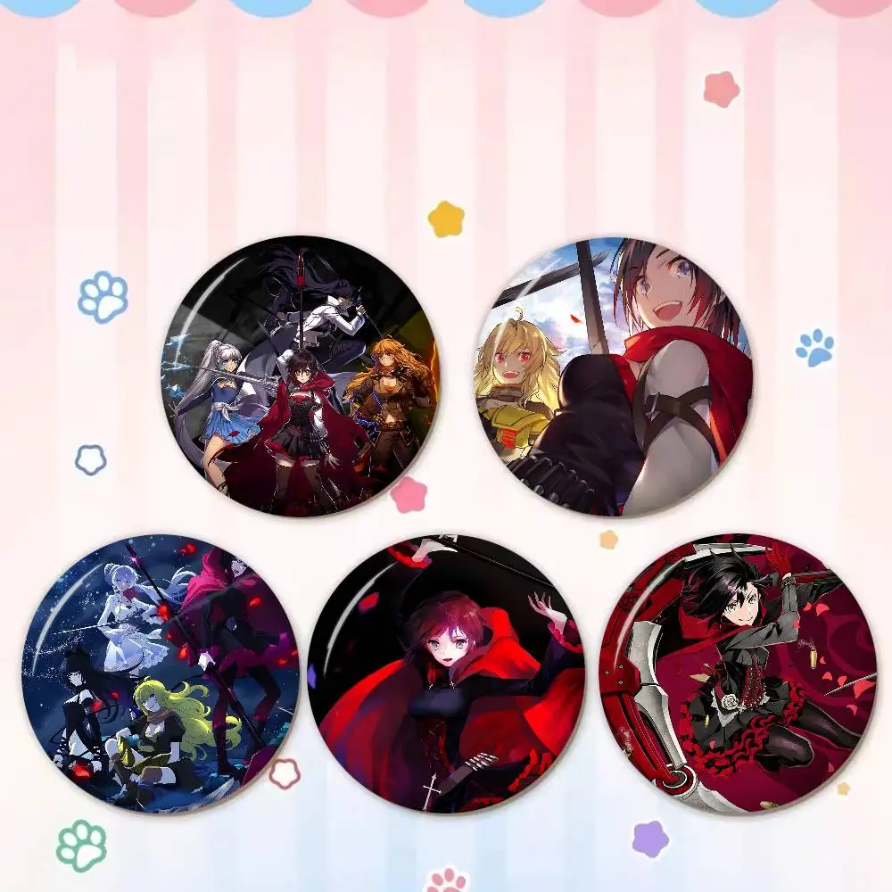 Broches de Anime RubyRose RWBY, Emblemas de Desenhos Animados Fofos, Pin de Lapela para Jaqueta e Jeans, Acessório de Presente