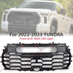 Front Grille Fits For 2022 2023 Toyota Tundra Black Grill W/Light Bar TRD Style