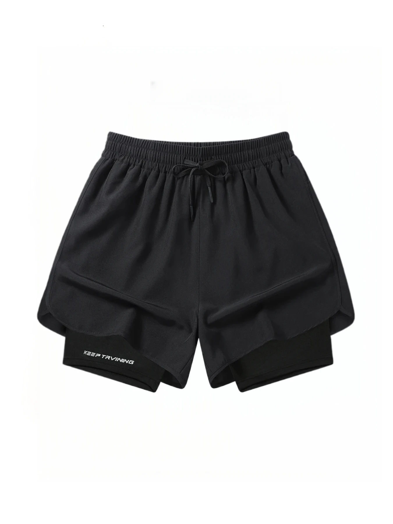 Men's two-piece sports shorts quick drying running fitness gym sports basketball shorts with lining