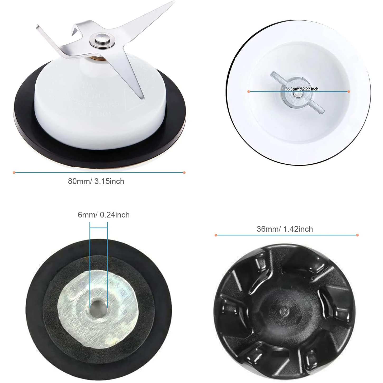 Kit de piezas de repuesto para batidora KitchenAid, cuchilla de 4 hojas y acoplador de licuadora con llave inglesa